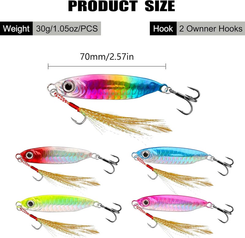OLOLYAP Jigs Fishing Lures Saltwater Fishing Spoons with Ultra-Sharp Hooks Micro Jigging Bait for Bass Tuna Salmon Grouper - Image 3